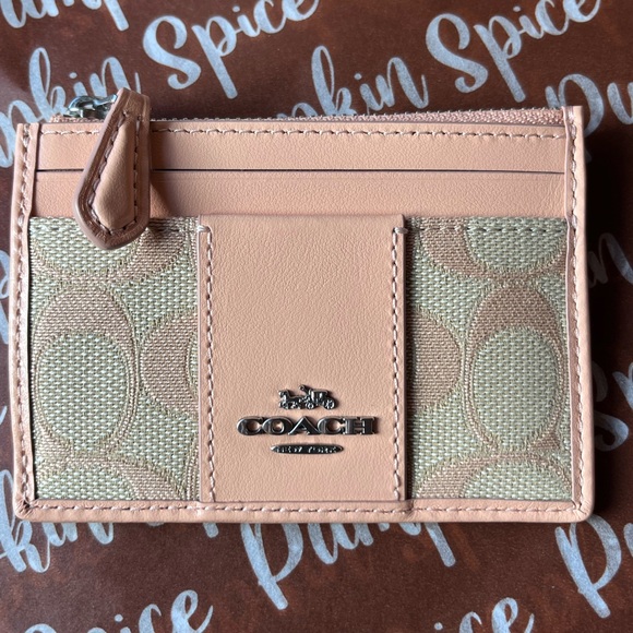 πππ COACH MINI SKINNY ID CASE IN SIGNATURE JACQUARD πππ NWT πππ - Picture 8 of 16